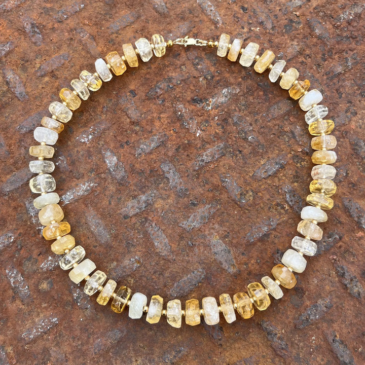 Citrine Disc Necklace à Clef