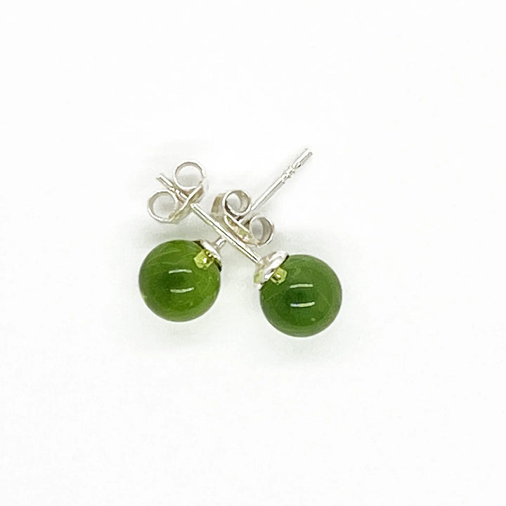 Green Amber Stud Earrings à Clef