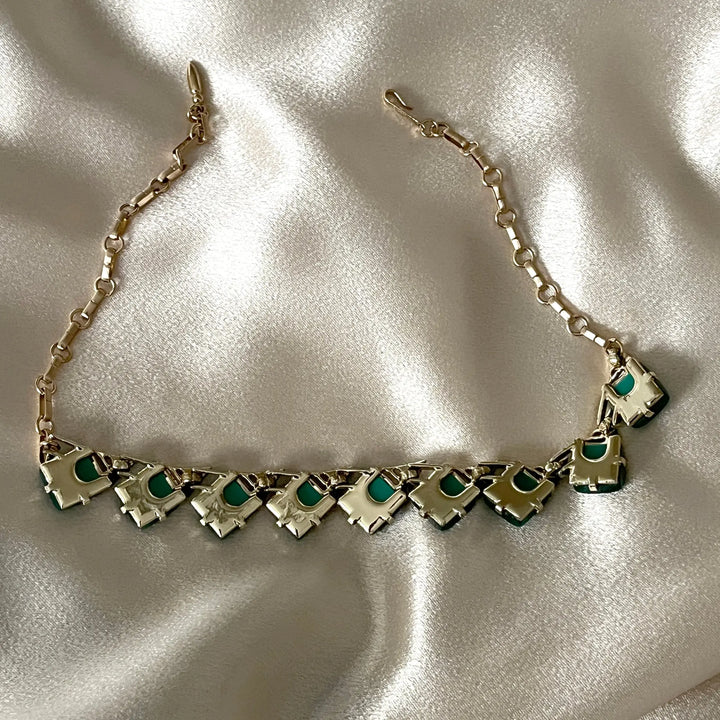 Green Diamond Lucite Thermoset Choker à Clef