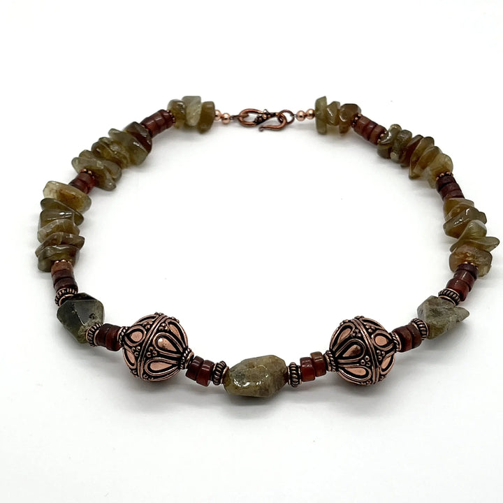 Grossular Green Garnet and Copper Necklace à Clef