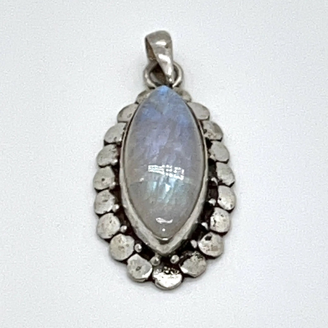 Rainbow Moonstone Vintage Marquise Pendant à Clef