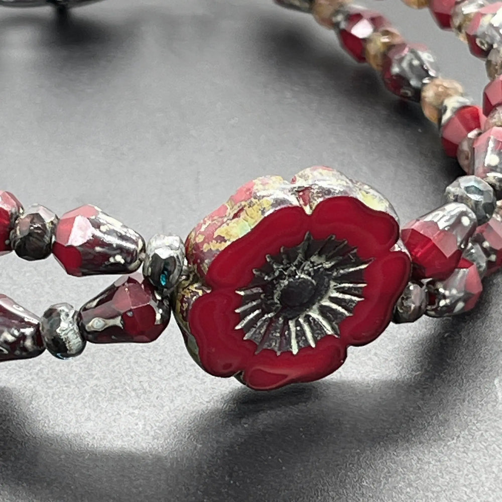 Red Hibiscus Bracelet à Clef