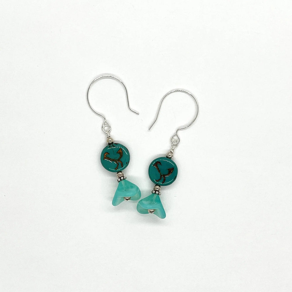 Turquoise Bird Earrings à Clef