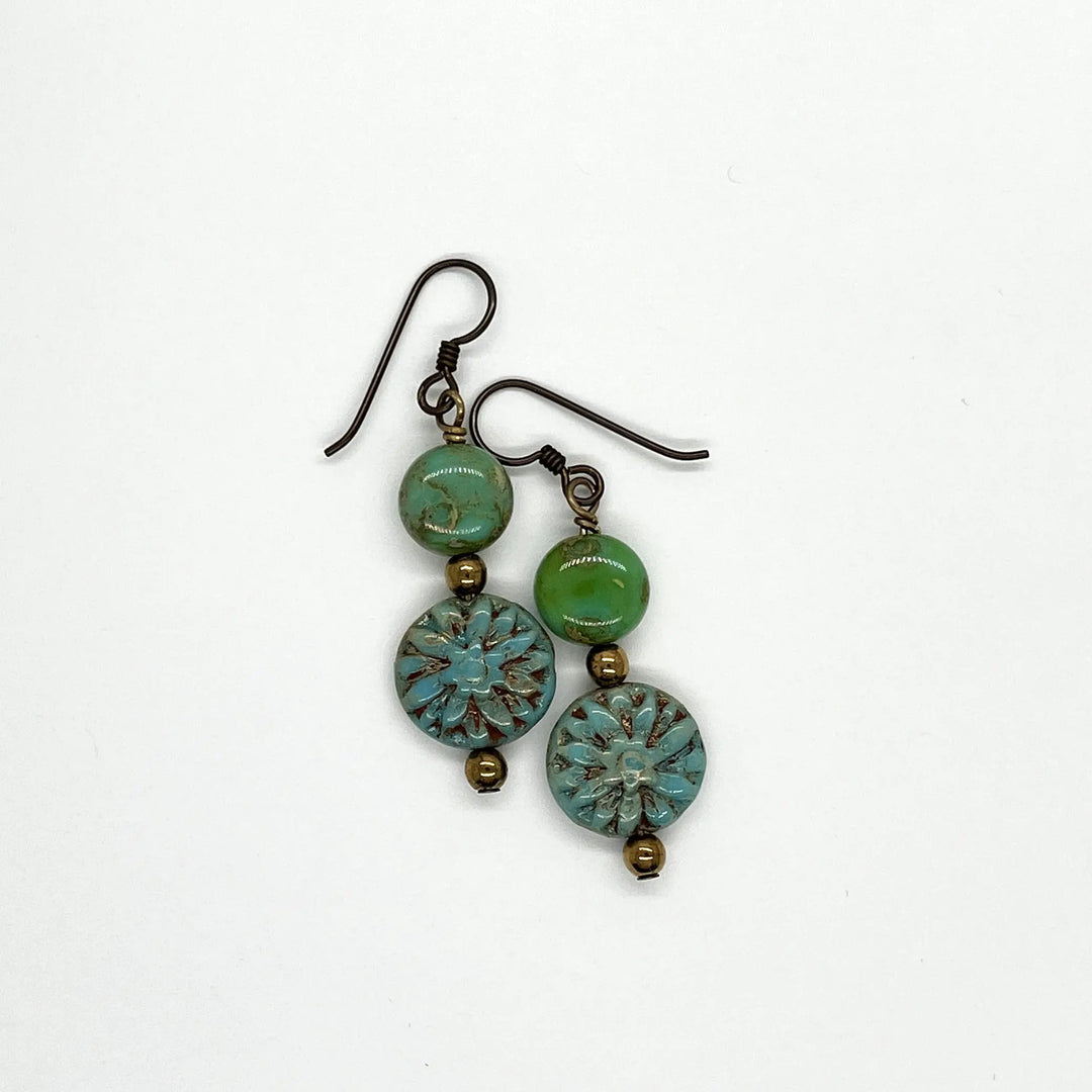 Turquoise Dahlia Earrings à Clef