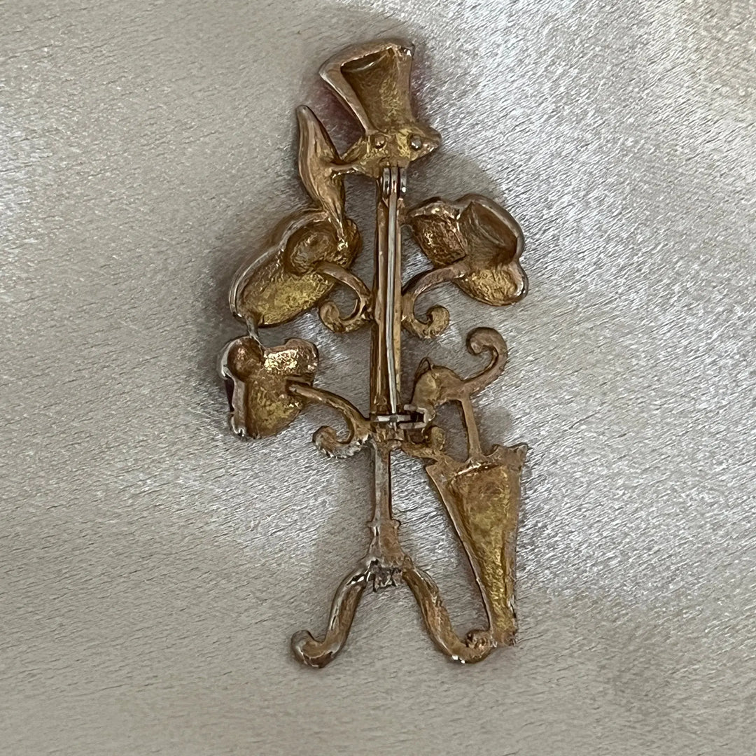 Vintage Enamel Har Rack Brooch à Clef