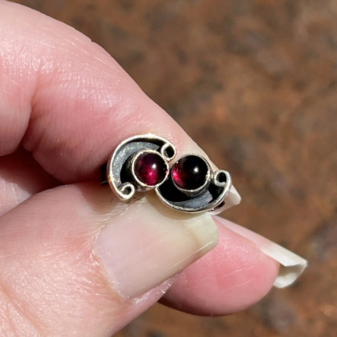 Vintage Sterling Silver Hand Made Stud Earrings à Clef