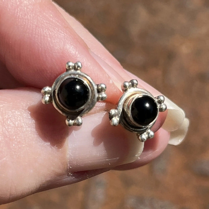 Vintage Sterling Silver Hand Made Stud Earrings à Clef