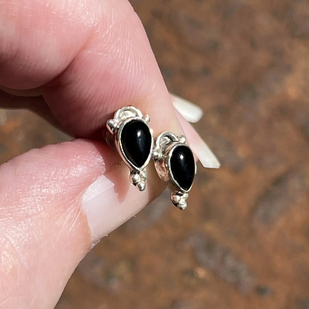 Vintage Sterling Silver Hand Made Stud Earrings à Clef