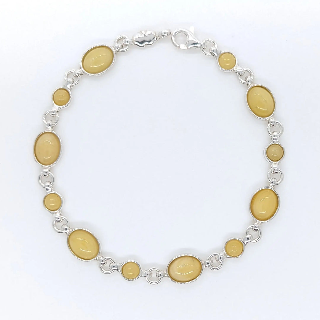 Butterscotch Amber Oval and Round Bracelet à Clef