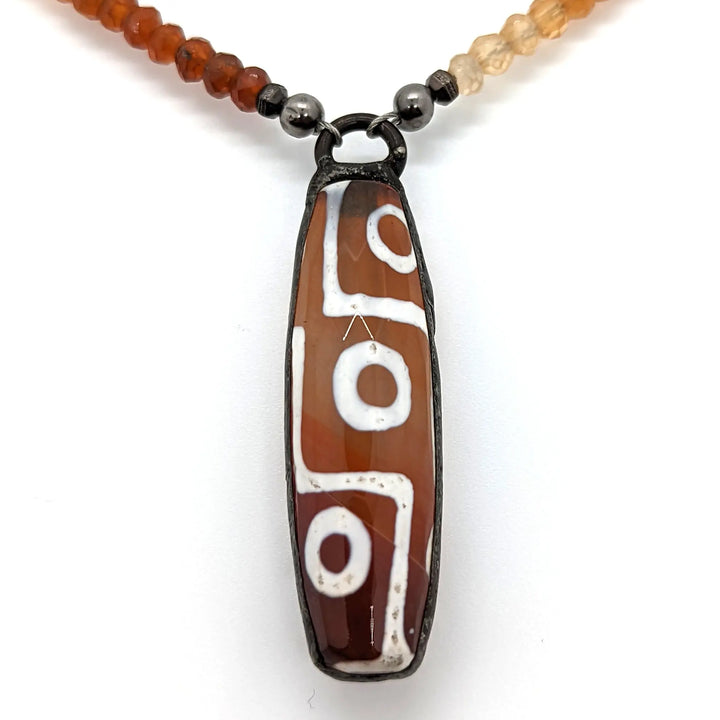 Carnelian Agate Modern Dzi Pendant Necklace à Clef