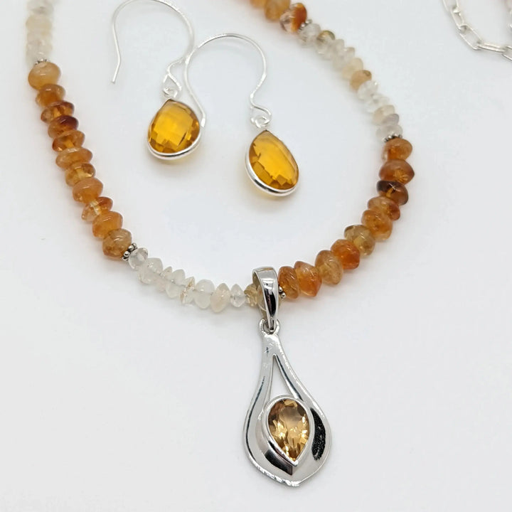 Citrine Pendant Necklace à Clef