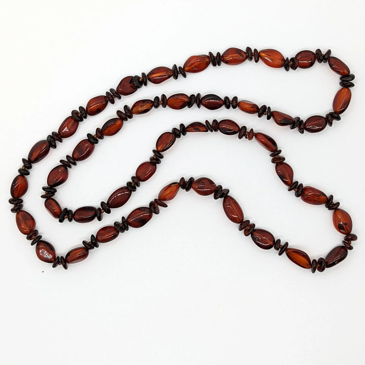 Dark Honey Amber with Cherry Amber Spacers Necklace à Clef