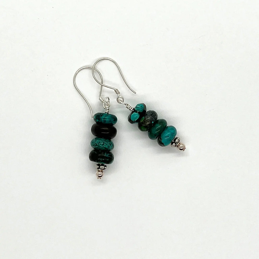 Hubei Turquoise Stacked Rondelle Earrings à Clef