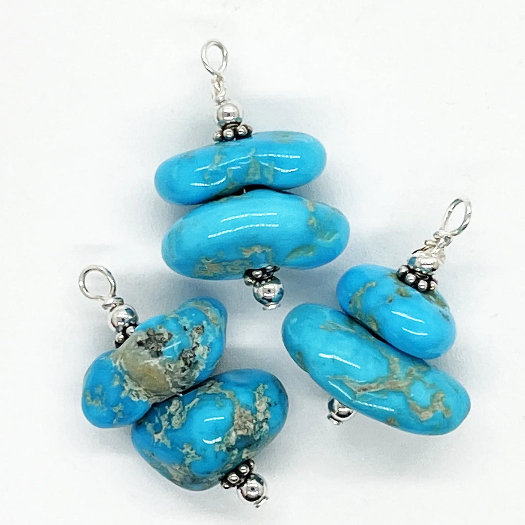 Kingman Turquoise Nugget Stack Pendant à Clef