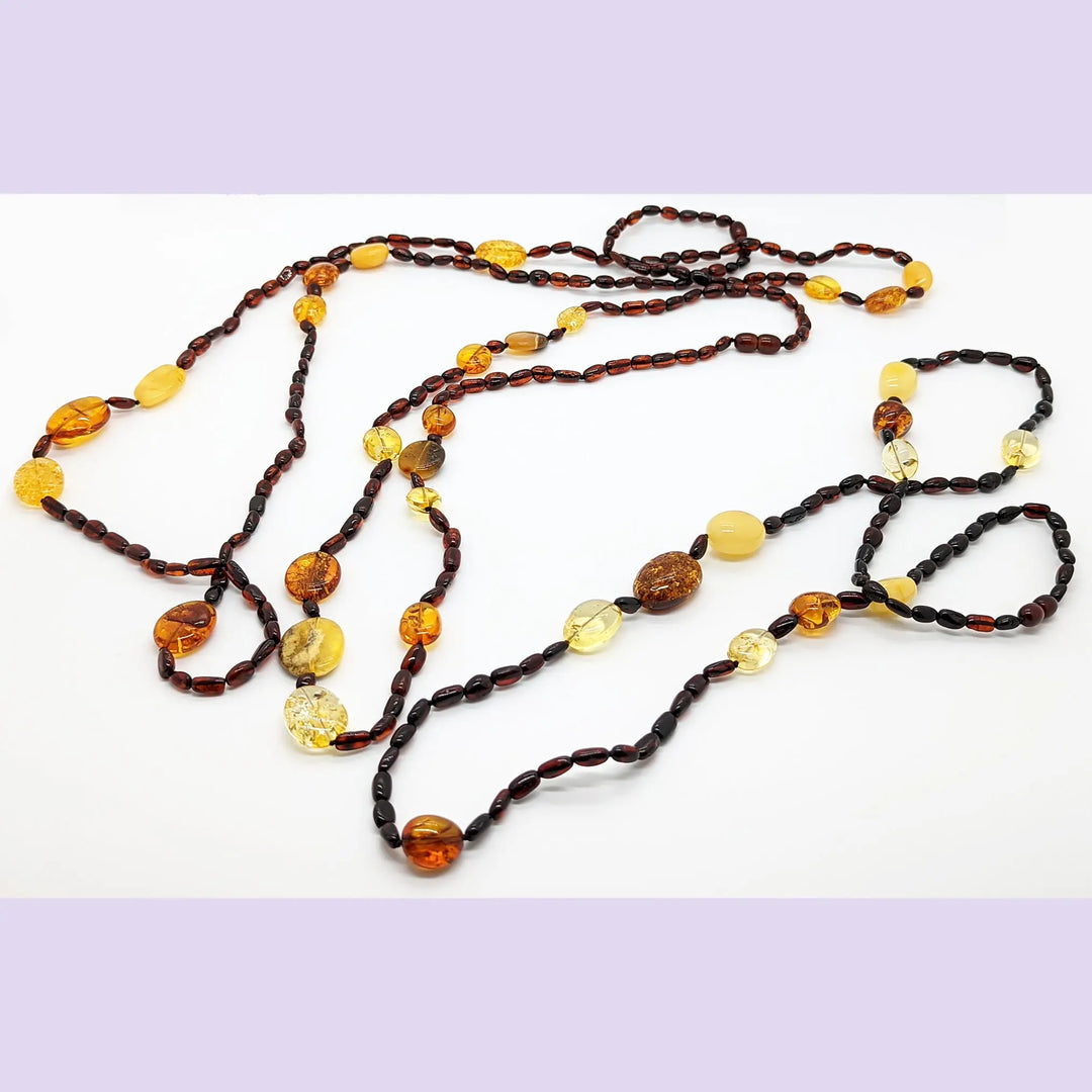 Multi Amber Hand Knotted Necklaces à Clef