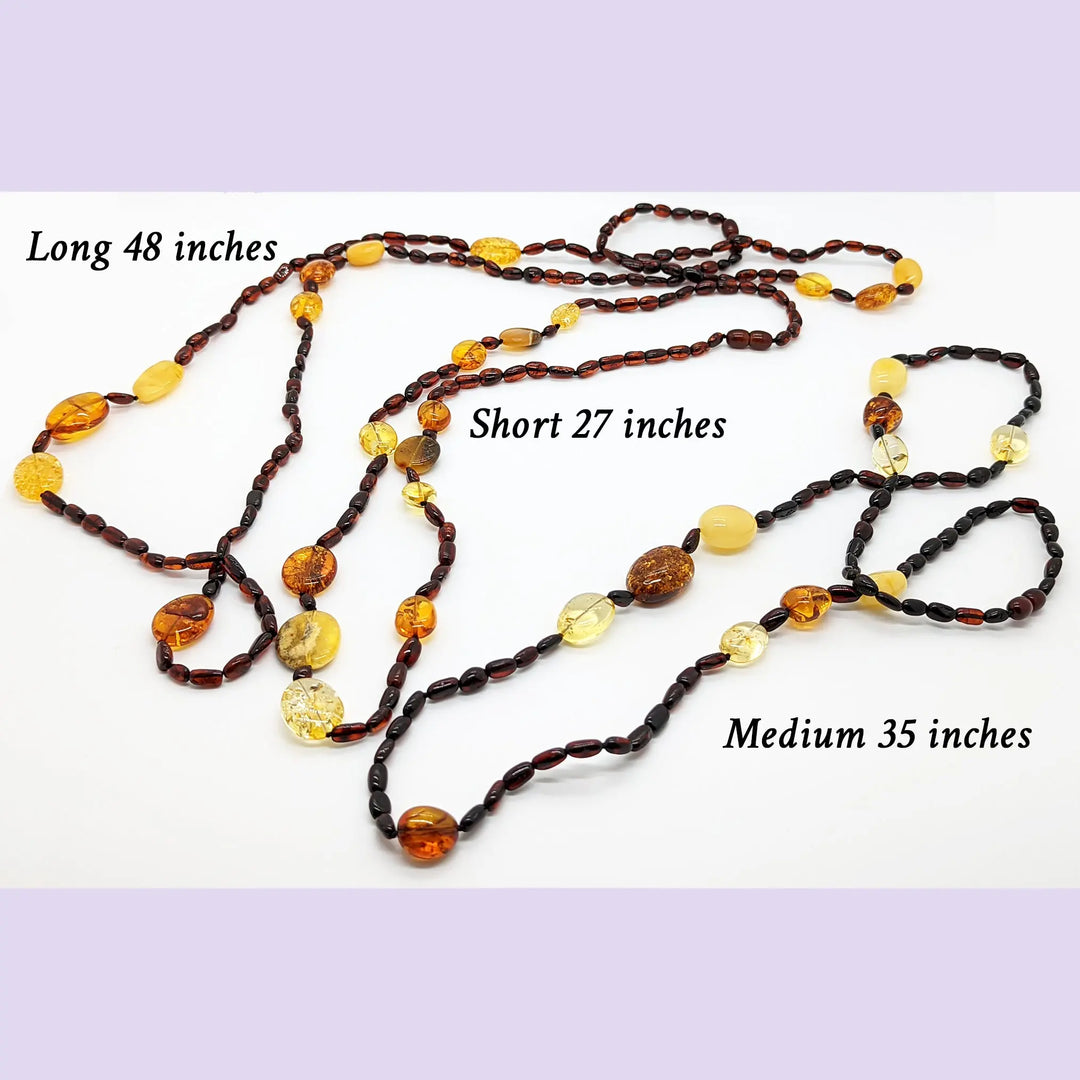 Multi Amber Hand Knotted Necklaces à Clef