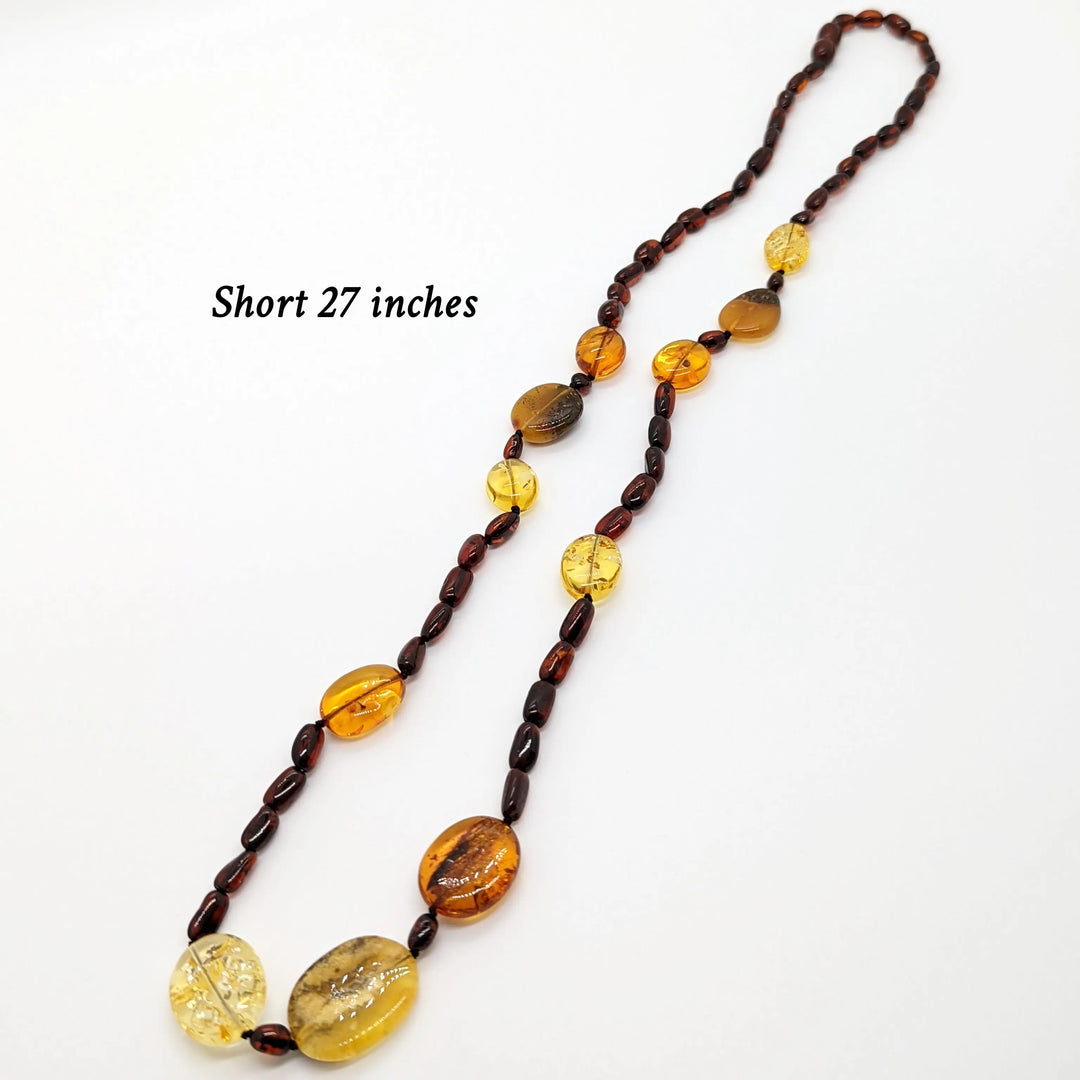 Multi Amber Hand Knotted Necklaces à Clef