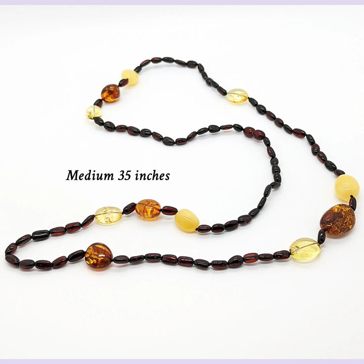 Multi Amber Hand Knotted Necklaces à Clef