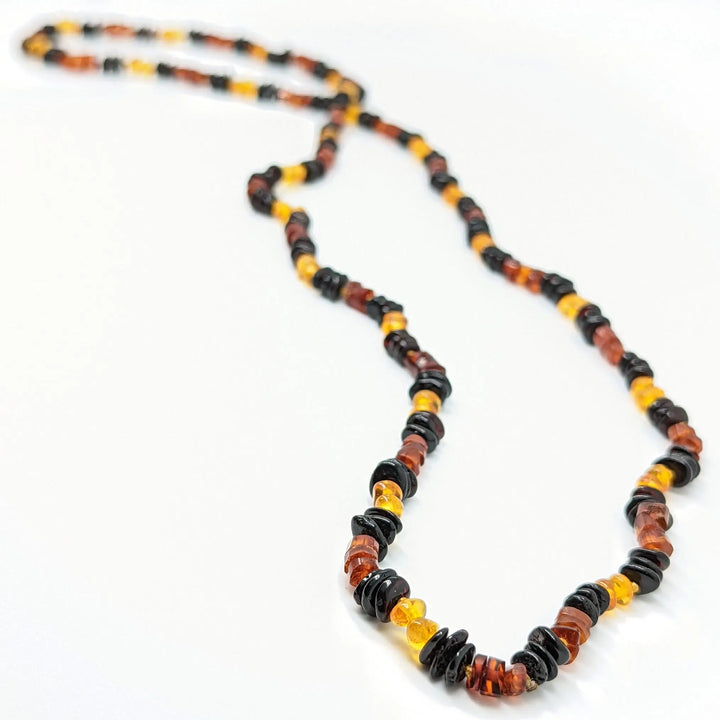 Multi Amber Rondelles Hand Knotted Necklace à Clef