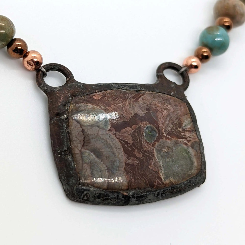 Rhyolite and Pale Unakite Necklace à Clef