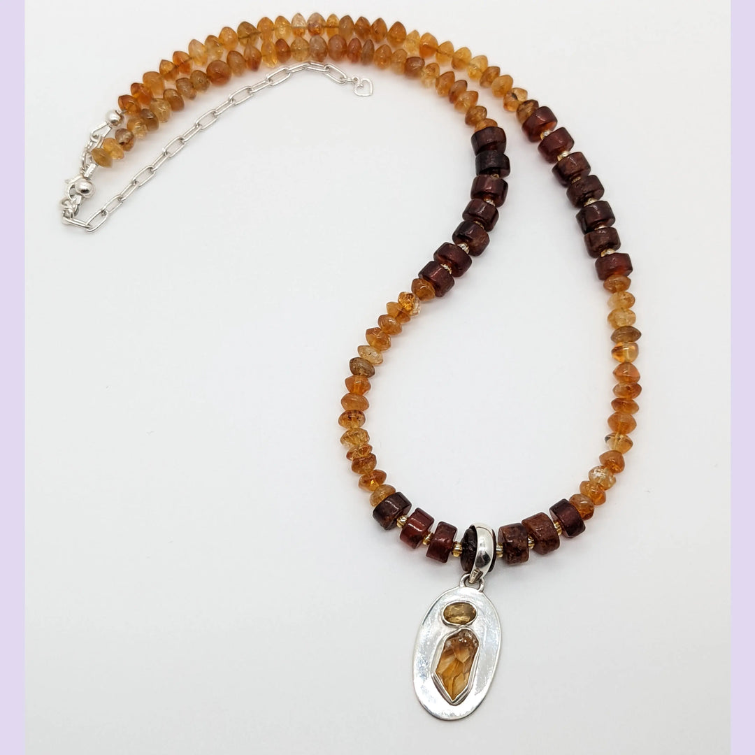 Rough Citrine Pendant Necklace à Clef