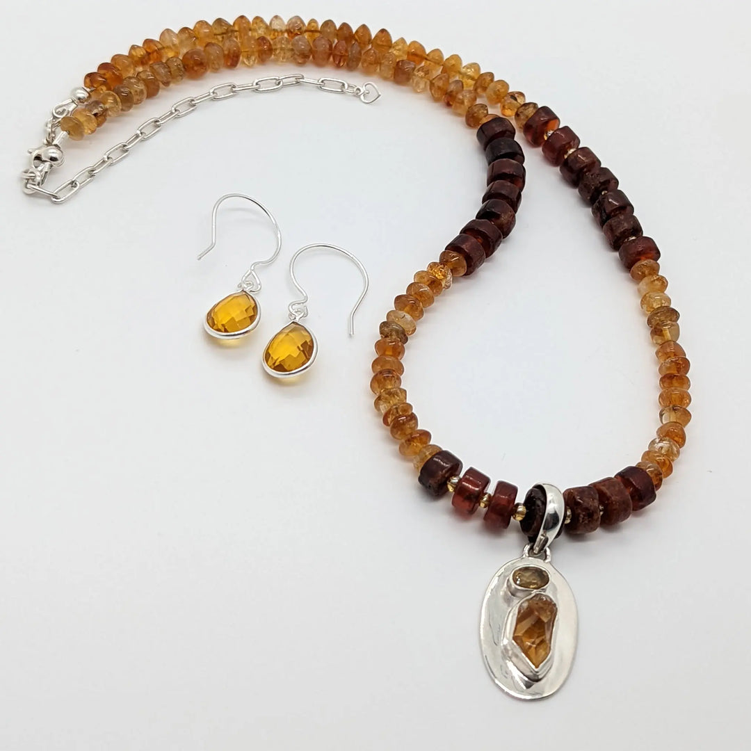 Rough Citrine Pendant Necklace à Clef