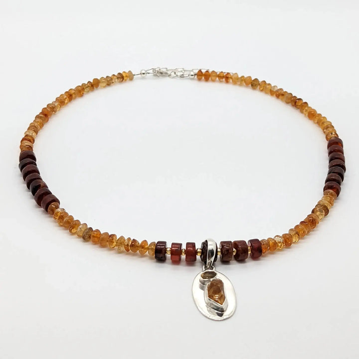 Rough Citrine Pendant Necklace à Clef