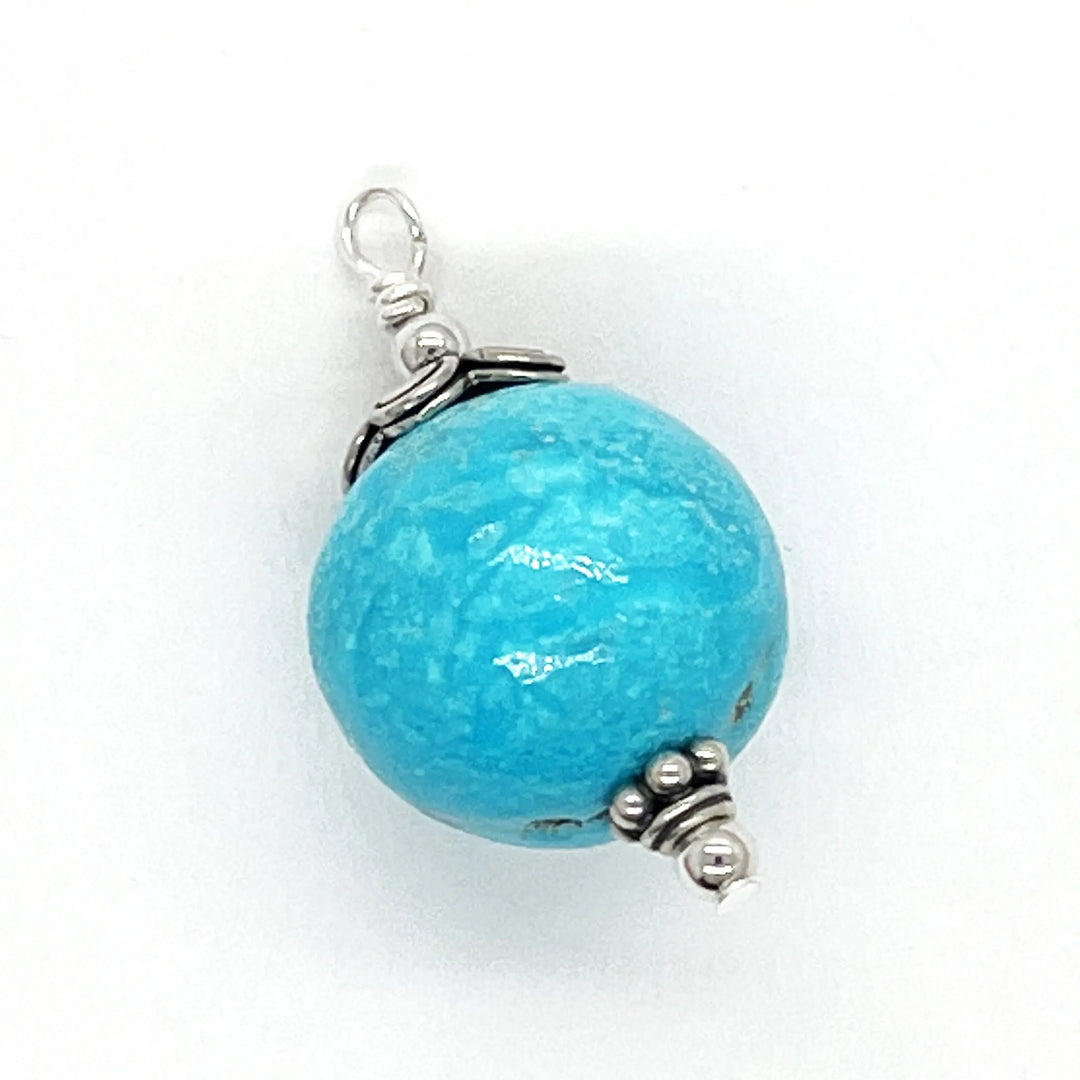 Round Persian Turquoise Drop Pendant à Clef