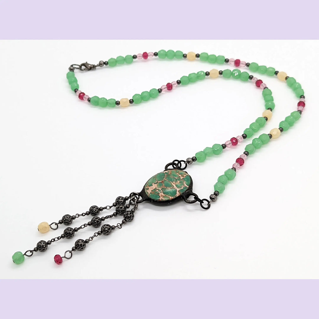 Ruby in Fuchsite Tassel Necklace à Clef