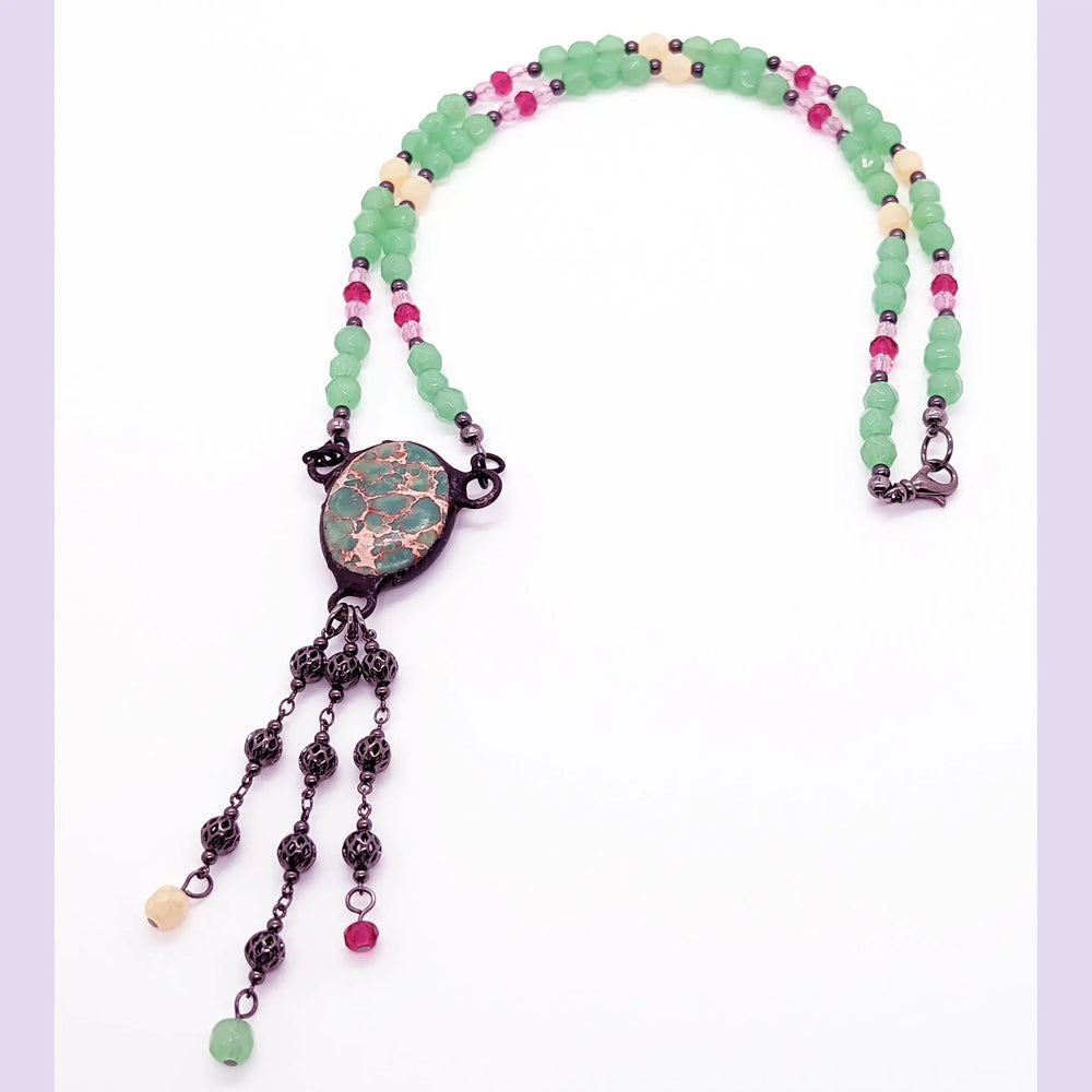 Ruby in Fuchsite Tassel Necklace à Clef