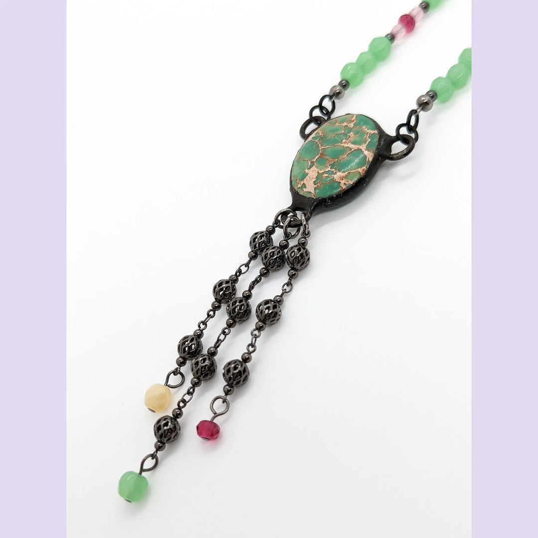 Ruby in Fuchsite Tassel Necklace à Clef