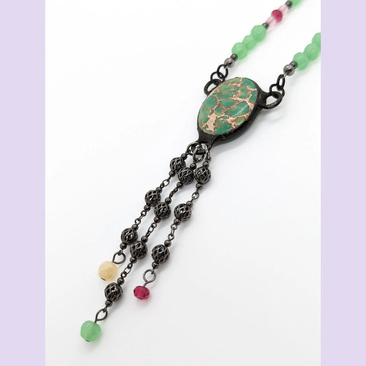 Ruby in Fuchsite Tassel Necklace à Clef