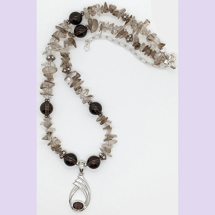 Smoky Quartz Pendant Necklace à Clef