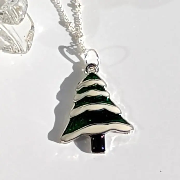 Snowy Christmas Tree Pendant/Charm à Clef