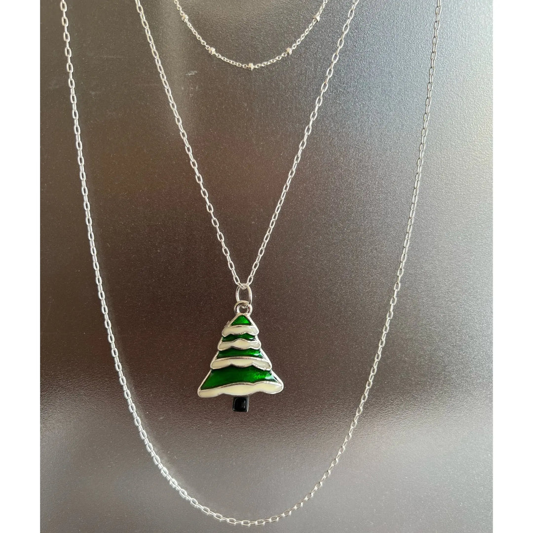 Snowy Christmas Tree Pendant/Charm à Clef