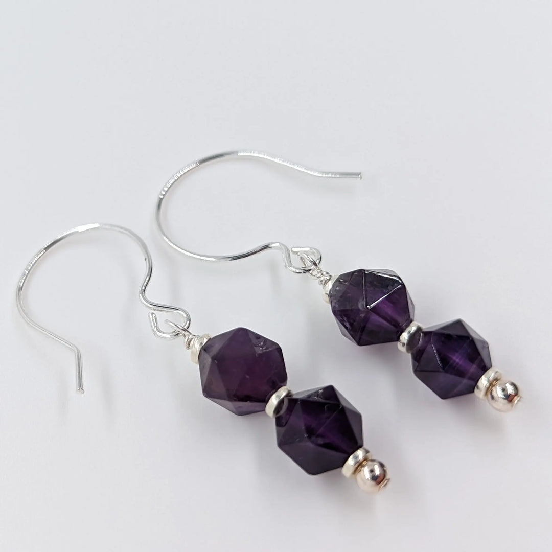 Stacked Amethyst Drop Earrings à Clef